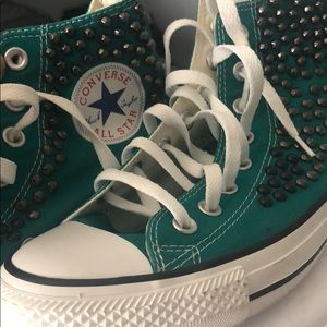 Studded Turquoise Converse All ⭐️Star High-Tops